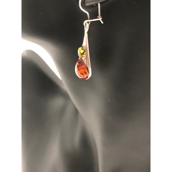 silver and amber dangle earrings - Picture 3 of 6